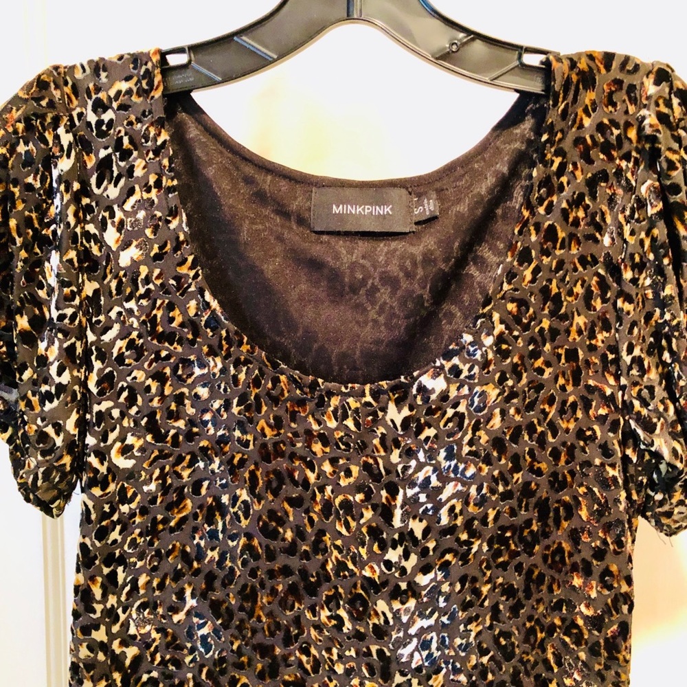 MINKPINK Velvet Leopard Print Fit and Flare Dress - Picture 3 of 5